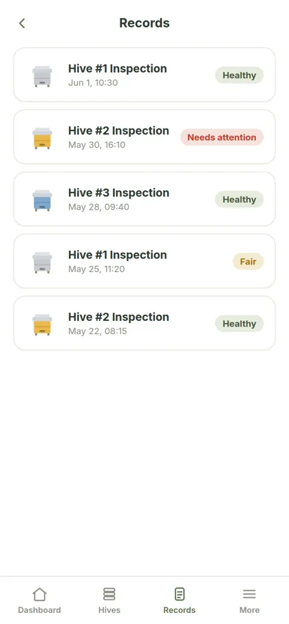 Records list screen